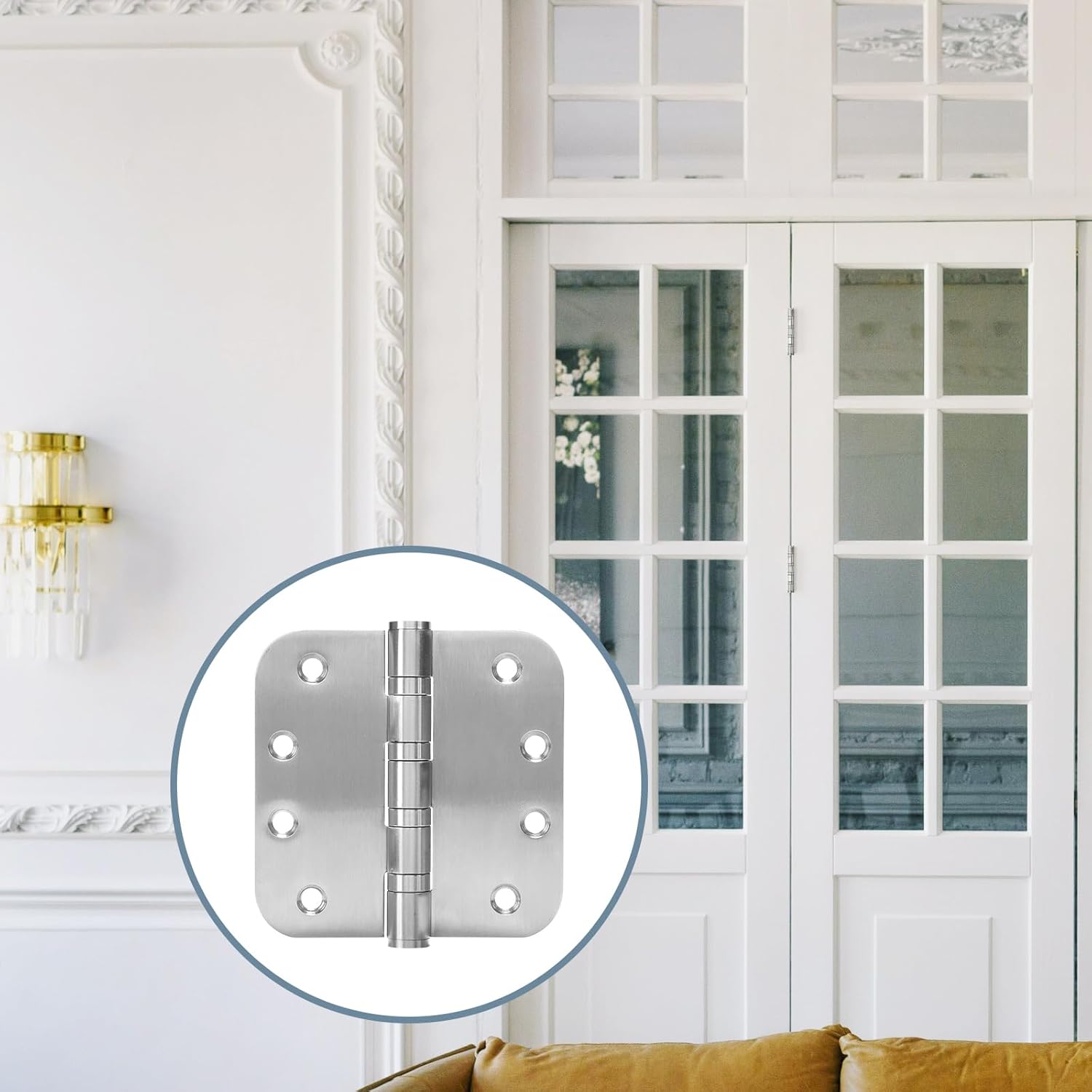 6 Pack Heavy-Duty Stainless Steel Door Hinges for Exterior & Interior Doors, 4.0 x 4.0 Inch with Ball Bearings