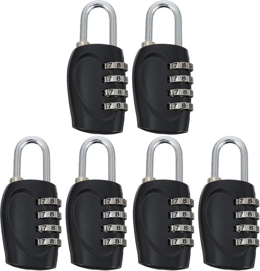 6 Pack Hemoton Outdoor Combination Padlock with 4 Digit Lock for School Gym Sports Locker, Fence, Toolbox, Case, Cabinet Storage