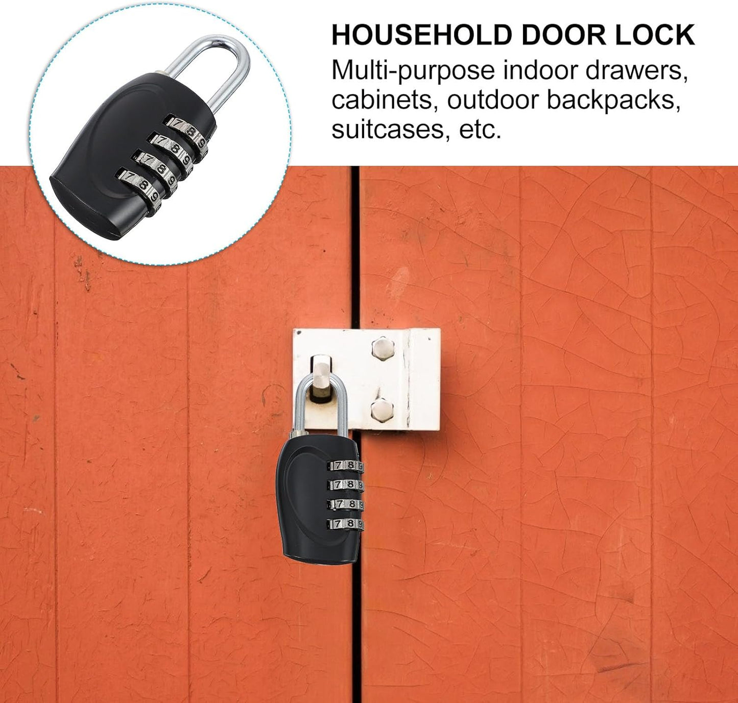 6 Pack Hemoton Outdoor Combination Padlock with 4 Digit Lock for School Gym Sports Locker, Fence, Toolbox, Case, Cabinet Storage