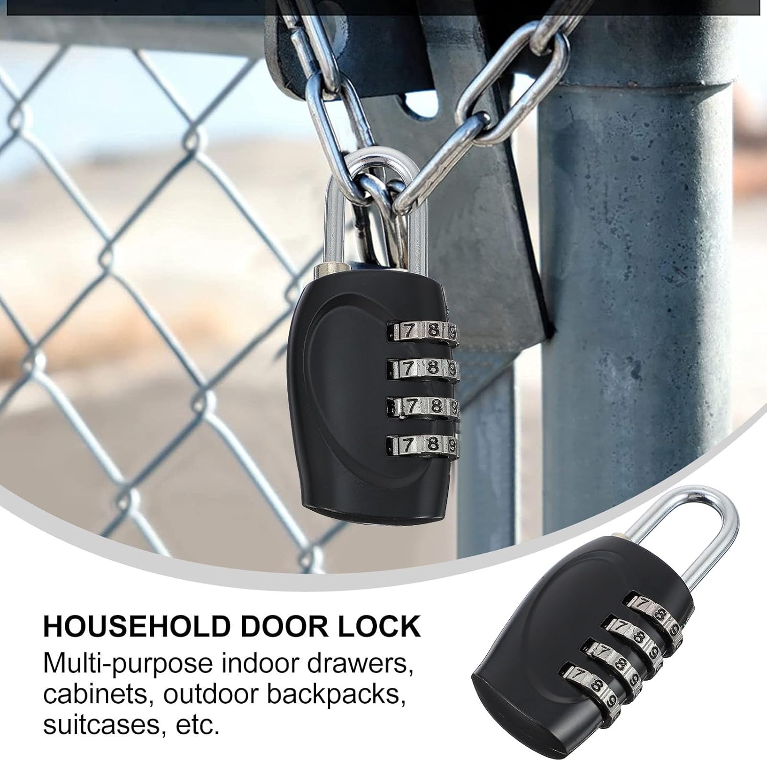 6 Pack Hemoton Outdoor Combination Padlock with 4 Digit Lock for School Gym Sports Locker, Fence, Toolbox, Case, Cabinet Storage