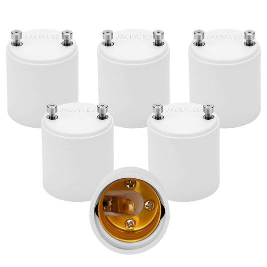 6-Pack JACKYLED GU24 to E26 E27 Adapter Converts High-Temperature GU24 Bi-Pin Fixtures to Standard Screw-in Sockets up to 392℉ Fire Resistant