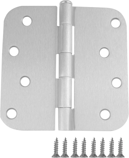 6 Pack JumboTIGER 4 X 4 Inch Brushed Nickel Door Hinges - Heavy-Duty Silver Hinges for Interior Doors, Windows, and Cabinets