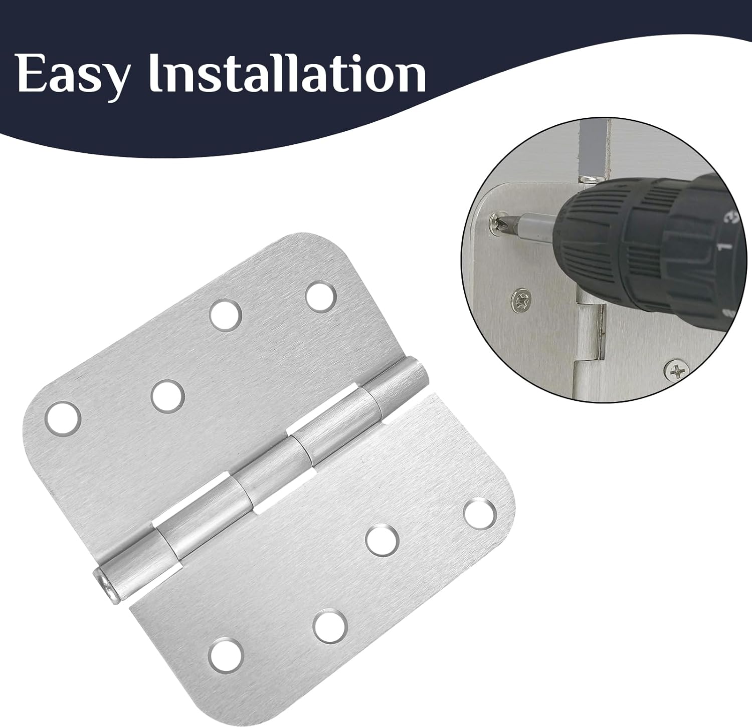 6 Pack JumboTIGER 4 X 4 Inch Brushed Nickel Door Hinges - Heavy-Duty Silver Hinges for Interior Doors, Windows, and Cabinets