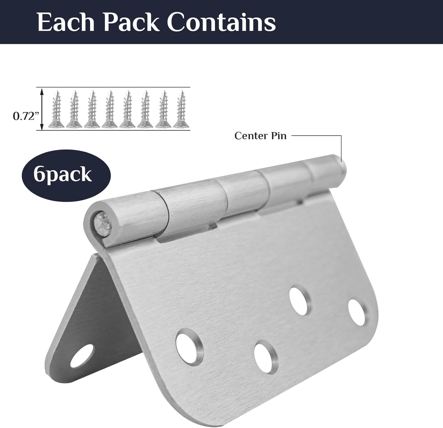 6 Pack JumboTIGER 4 X 4 Inch Brushed Nickel Door Hinges - Heavy-Duty Silver Hinges for Interior Doors, Windows, and Cabinets