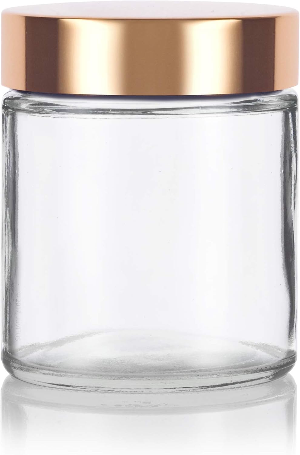 6-Pack JUVITUS 4 oz Clear Glass Jars with Gold Metal Overshell Lid