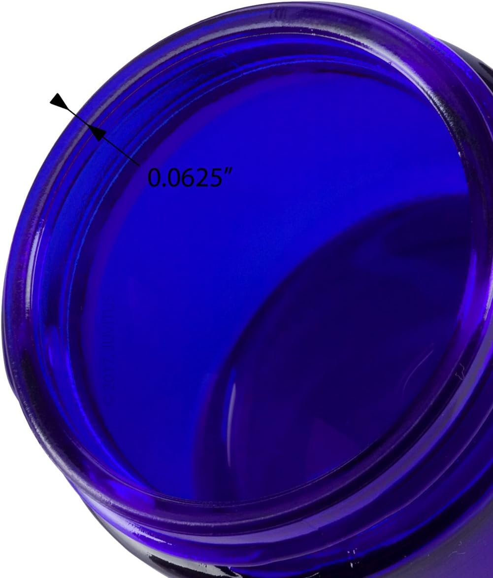 6 Pack JUVITUS Cobalt Blue Thick Glass Jars with White Metal Airtight Lids - 2 oz / 60 ml