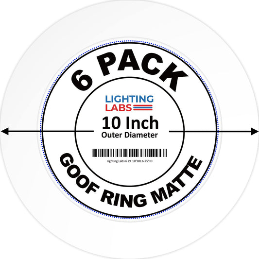 6 Pack Matte White Goof Trim Ring for 10" Recessed Can Lighting - Outer Diameter 10", Inner Diameter 6.2