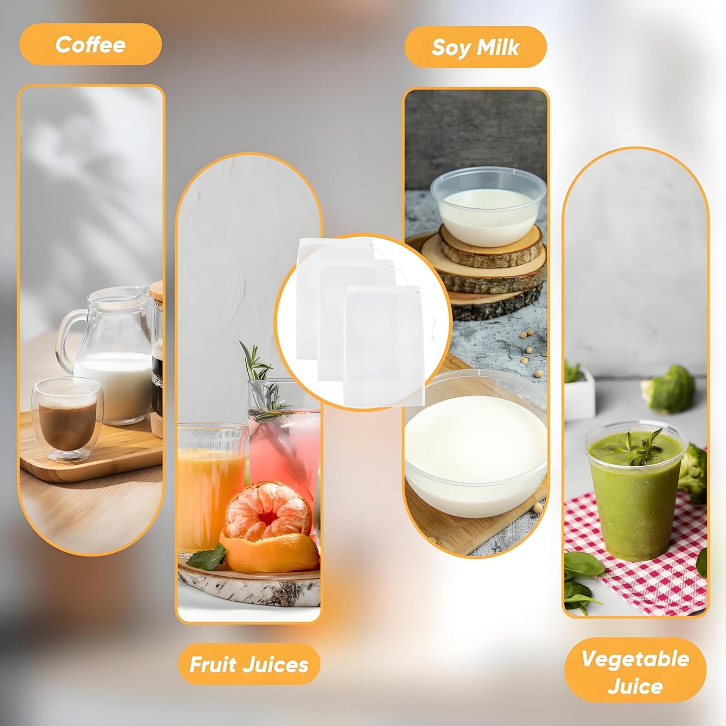 6-Pack Nylon Muslin Cloths for Straining, 8"x12" Food Grade Cheese Cloths for Cooking and Nut Milk Bag Straining - Unbleached Muslin Strainer Cloths for Yogurt and Milk Making