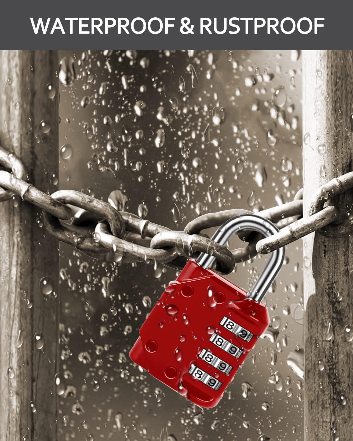 6-Pack of Combination Locks for Doors and Storage Units - 4 Black & 2 Red Locks by Vervida