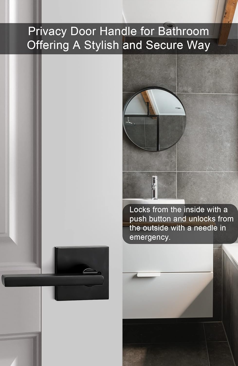 6 Pack of goldenwarm Matte Black Privacy Interior Door Handles - Heavy Duty Zinc Alloy Bedroom and Bathroom Levers