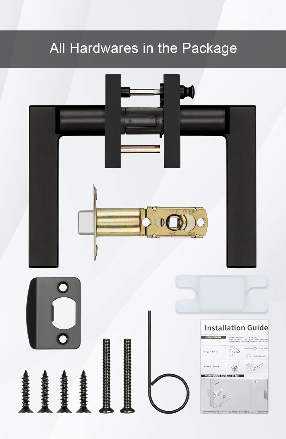 6 Pack of goldenwarm Matte Black Privacy Interior Door Handles - Heavy Duty Zinc Alloy Bedroom and Bathroom Levers