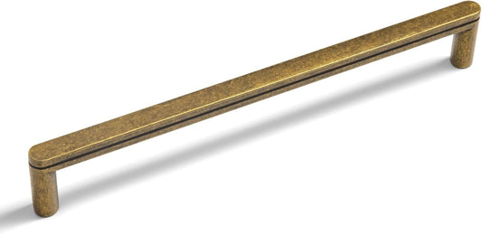 6 Pack of Goo-Ki Antique Brass Kitchen Cabinet Pulls with Retro Carved Design - 7-9/16 Inches Center to Center