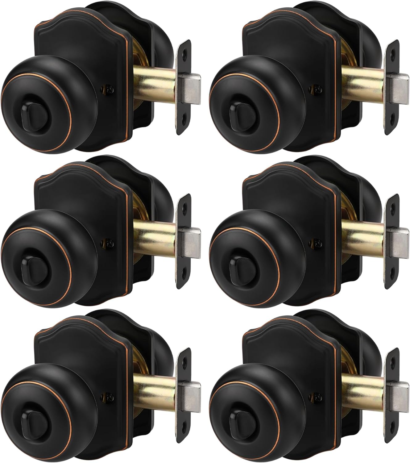 6 Pack of Haidms Oil Rubbed Bronze Privacy Door Knobs for Bedroom and Bathroom - Brushed Finish Interior Doorknobs