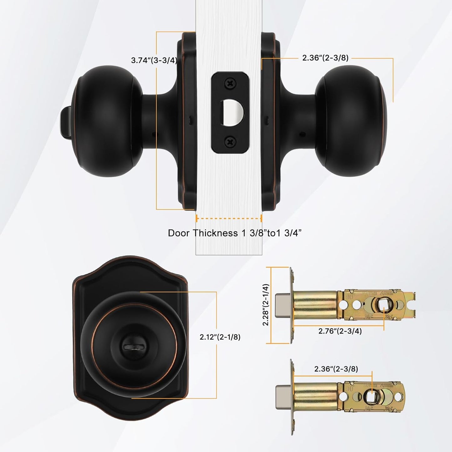 6 Pack of Haidms Oil Rubbed Bronze Privacy Door Knobs for Bedroom and Bathroom - Brushed Finish Interior Doorknobs