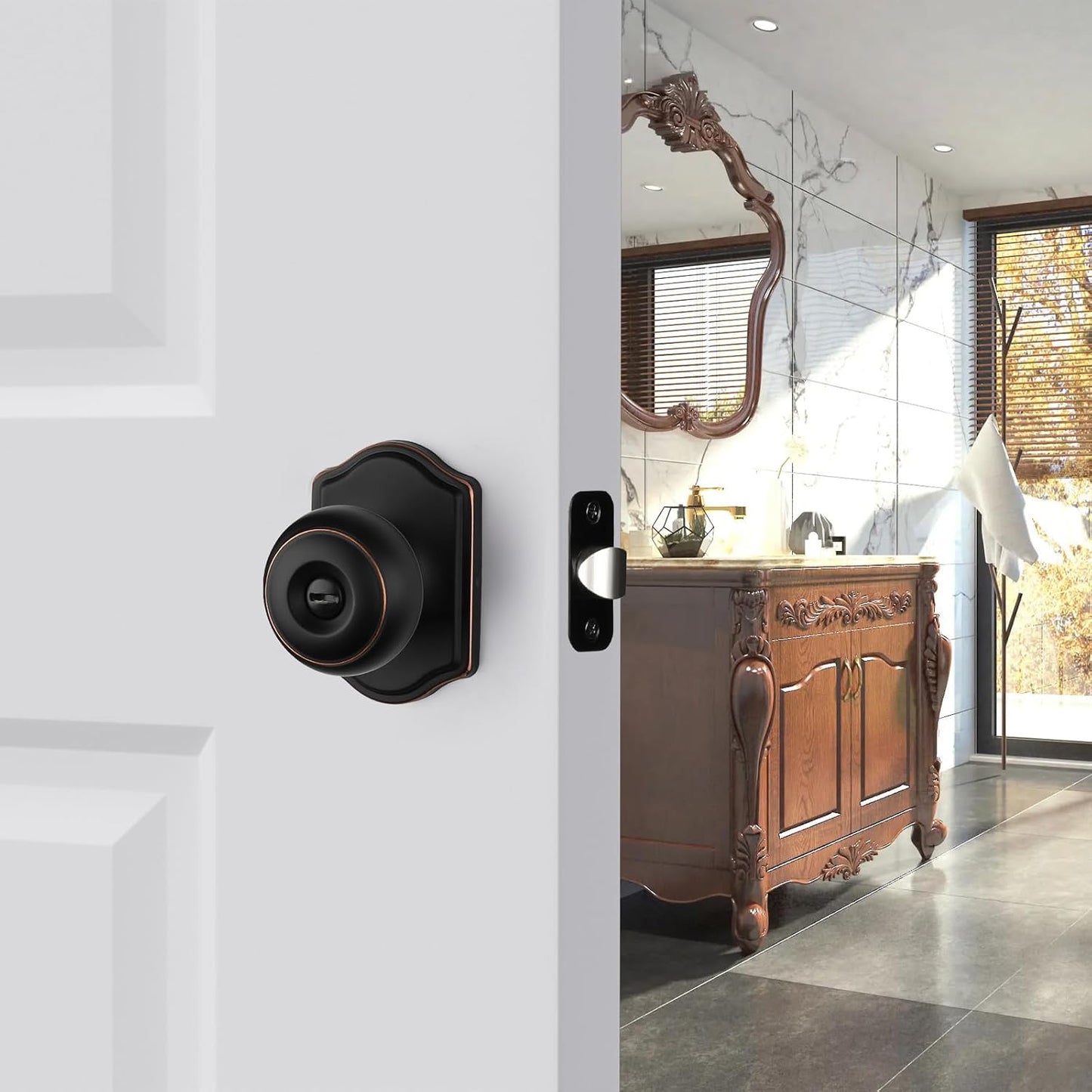 6 Pack of Haidms Oil Rubbed Bronze Privacy Door Knobs for Bedroom and Bathroom - Brushed Finish Interior Doorknobs