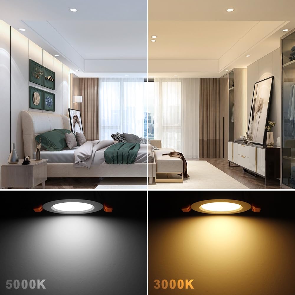 6 Pack of LightingWill 3W Dimmable LED Downlights, 2 Inch Recessed Ceiling Lights - Warm White, High CRI, Halogen Equivalent - 3000K