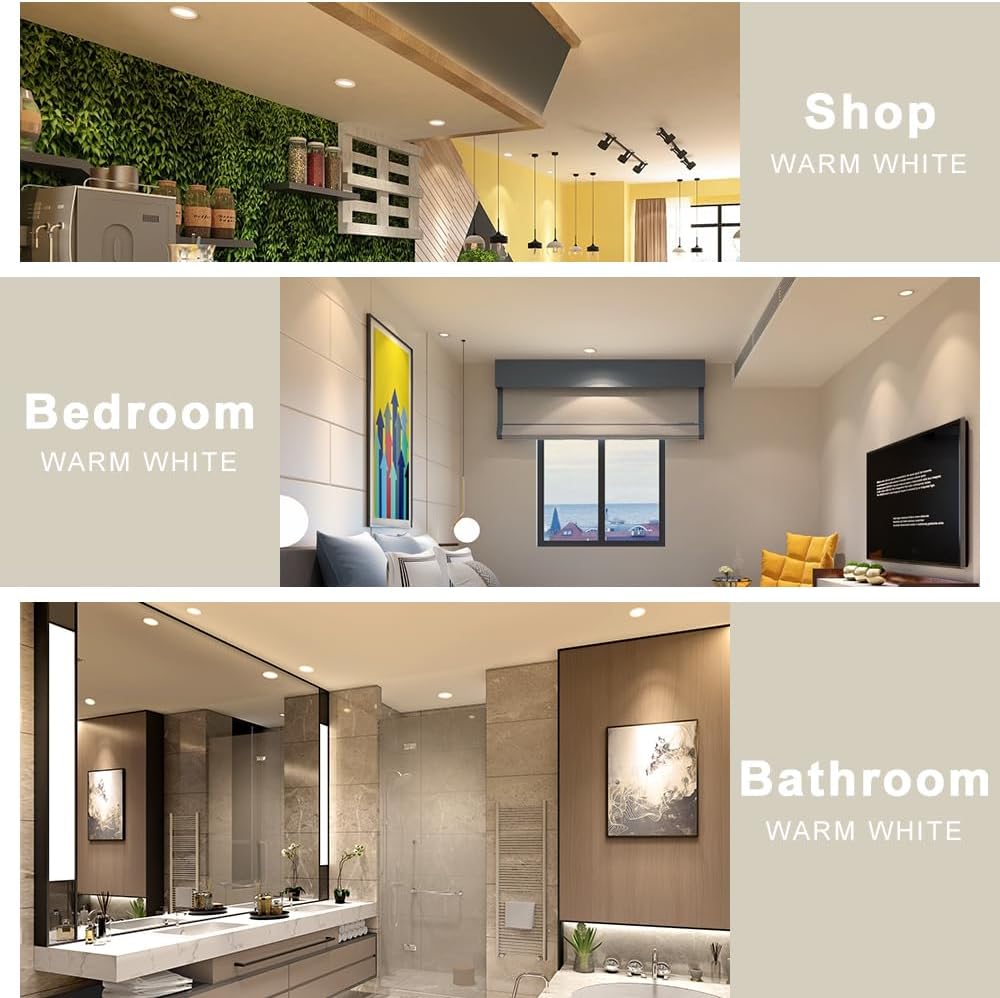 6 Pack of LightingWill 3W Dimmable LED Downlights, 2 Inch Recessed Ceiling Lights - Warm White, High CRI, Halogen Equivalent - 3000K