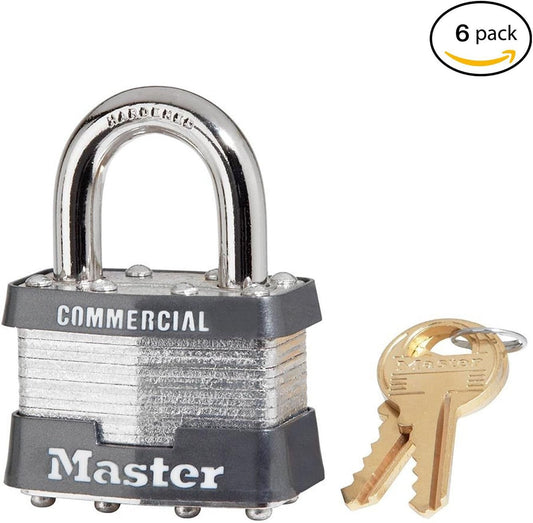 6 Pack of Master Lock 1KA-2006 Commercial Grade Laminated Padlocks - Keyed Alike to 2006 Code - 1-3/4" Wide with 15/16" Shackle Height - WildKart