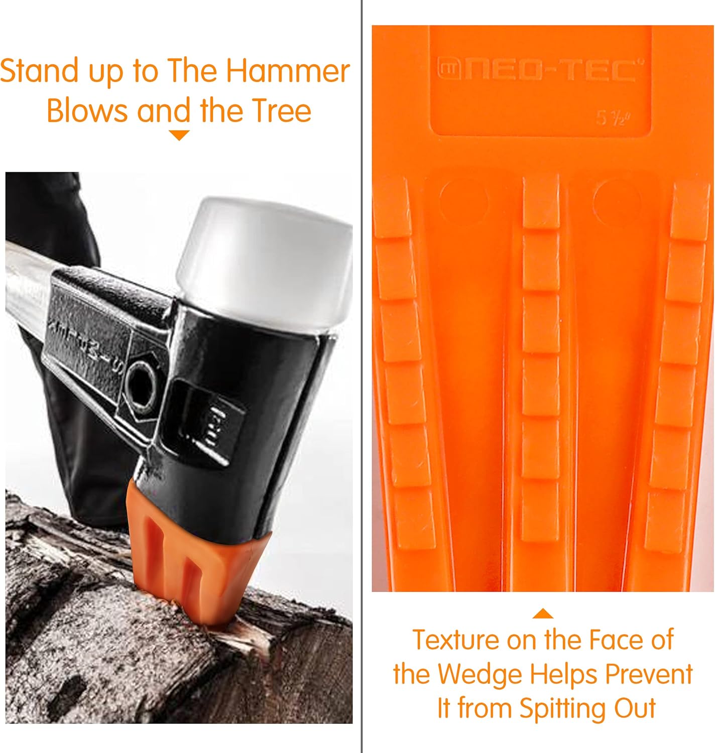 6-Pack of NEO-TEC Tree Felling Wedges with Chainsaw Wedges - 5.5"+8" Tree Cutting Equipment with Spikes for Safe Tree Cutting