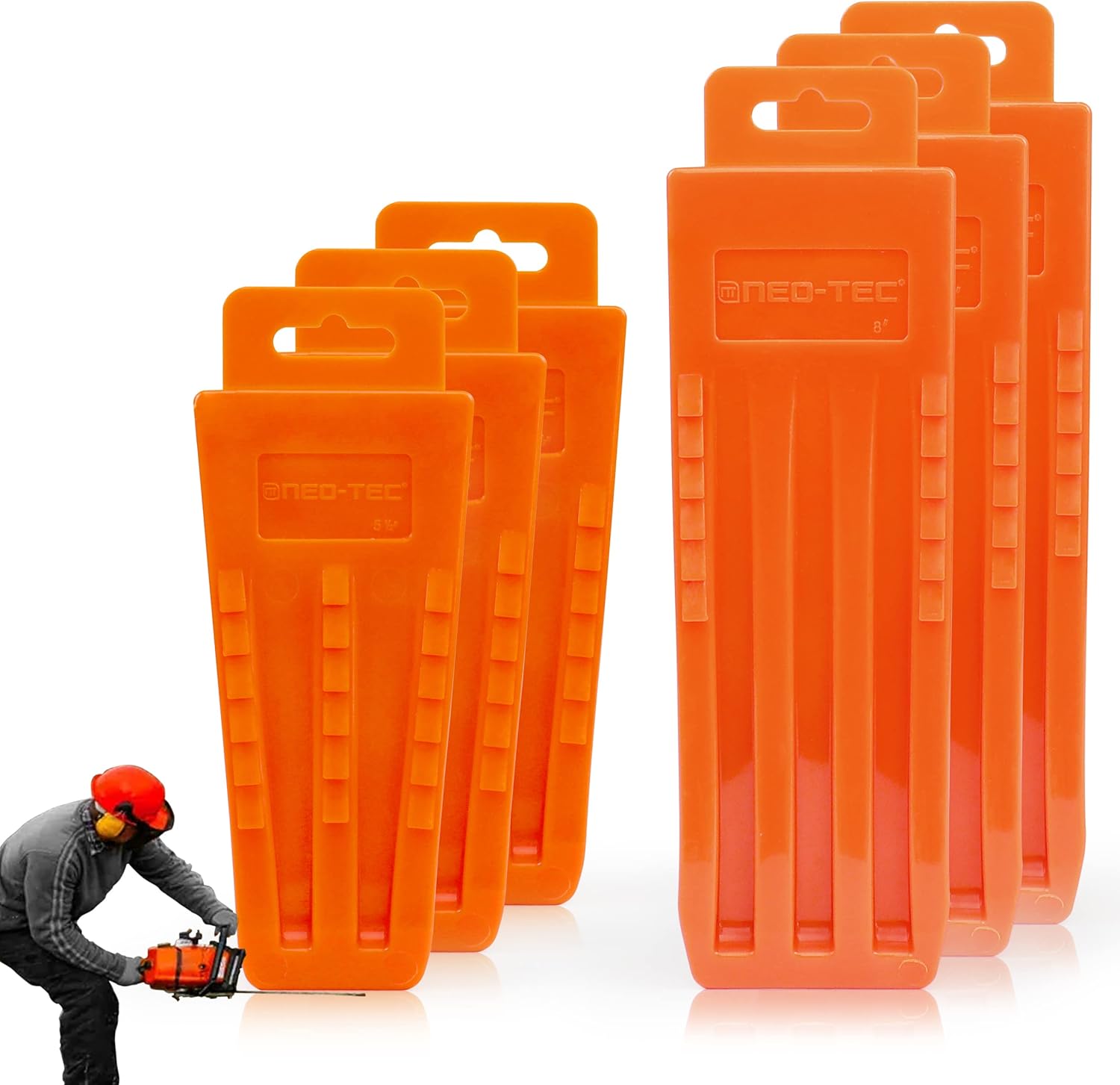 6-Pack of NEO-TEC Tree Felling Wedges with Chainsaw Wedges - 5.5"+8" Tree Cutting Equipment with Spikes for Safe Tree Cutting
