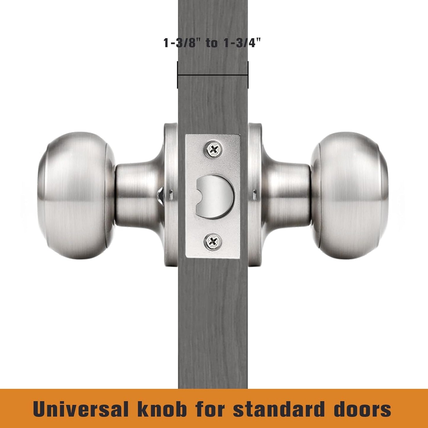 6 Pack of Probrico Brushed Nickel Passage Door Knobs for Closet and Hallway - Keyless Interior Door Knobs