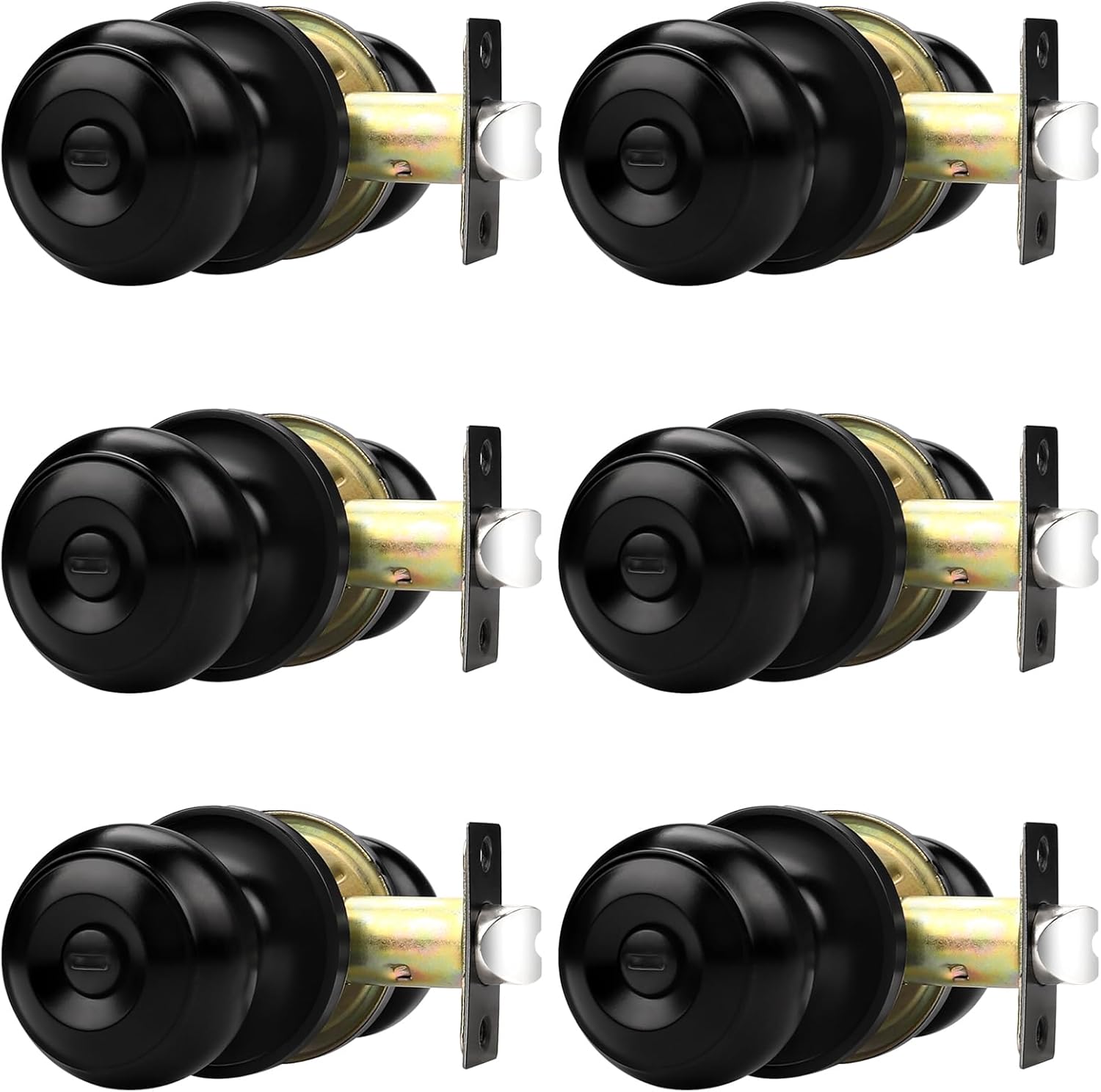 6 Pack of Probrico Matte Black Privacy Door Knobs for Bedroom and Bathroom - Round Ball Interior Door Knob - WildKart
