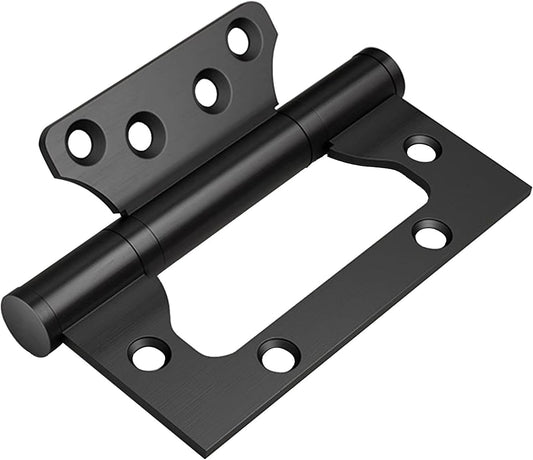 6 Pack of VOLUKA Non-Mortise Door Hinges - Easy Installation, 4" × 3" Stainless Steel, Smooth Movement, Heavy Duty - Black Color