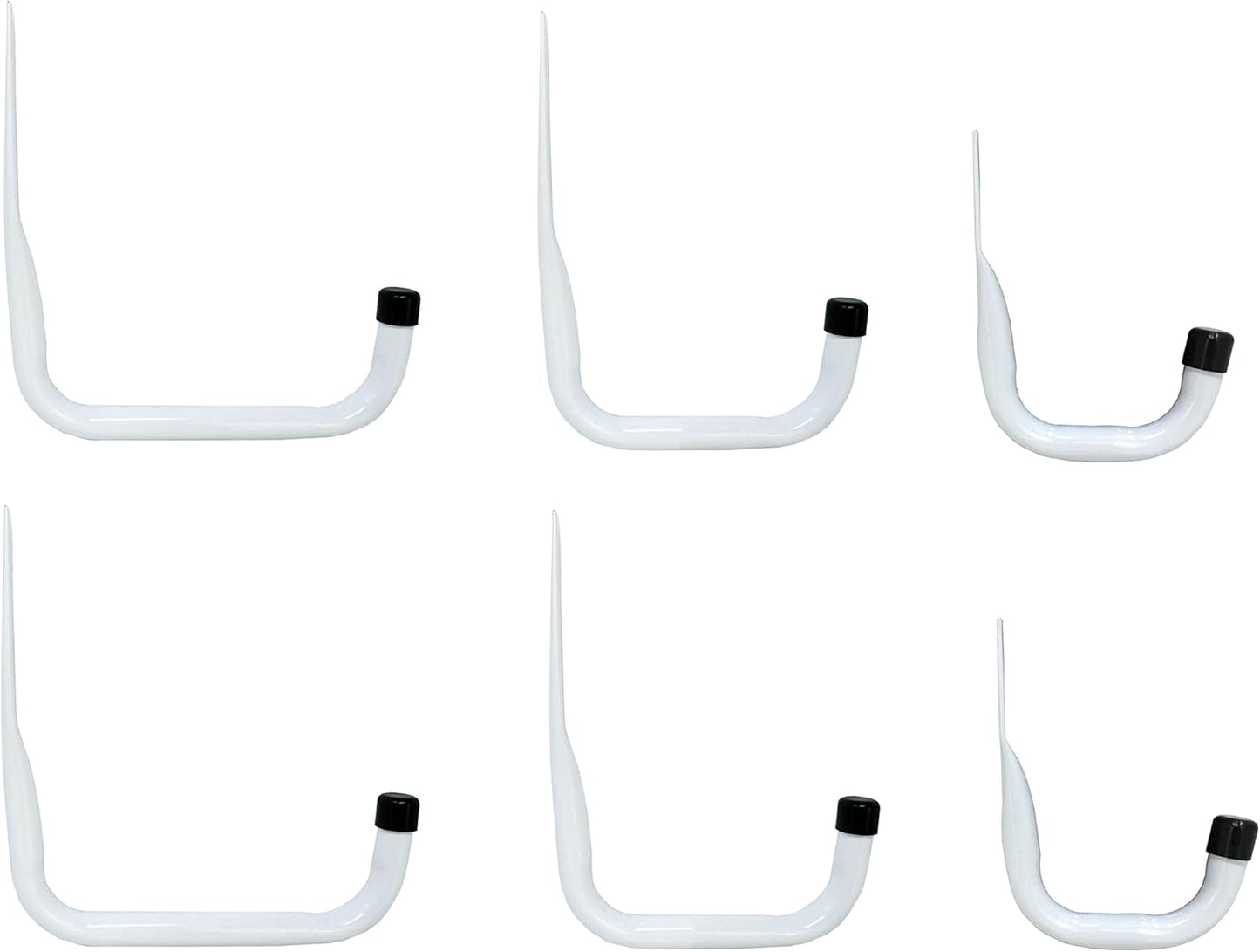 6 Pack of White Heavy Duty Steel Garage Storage Utility Hooks in 3 Sizes by Shepherd Hardware - Model 8096E