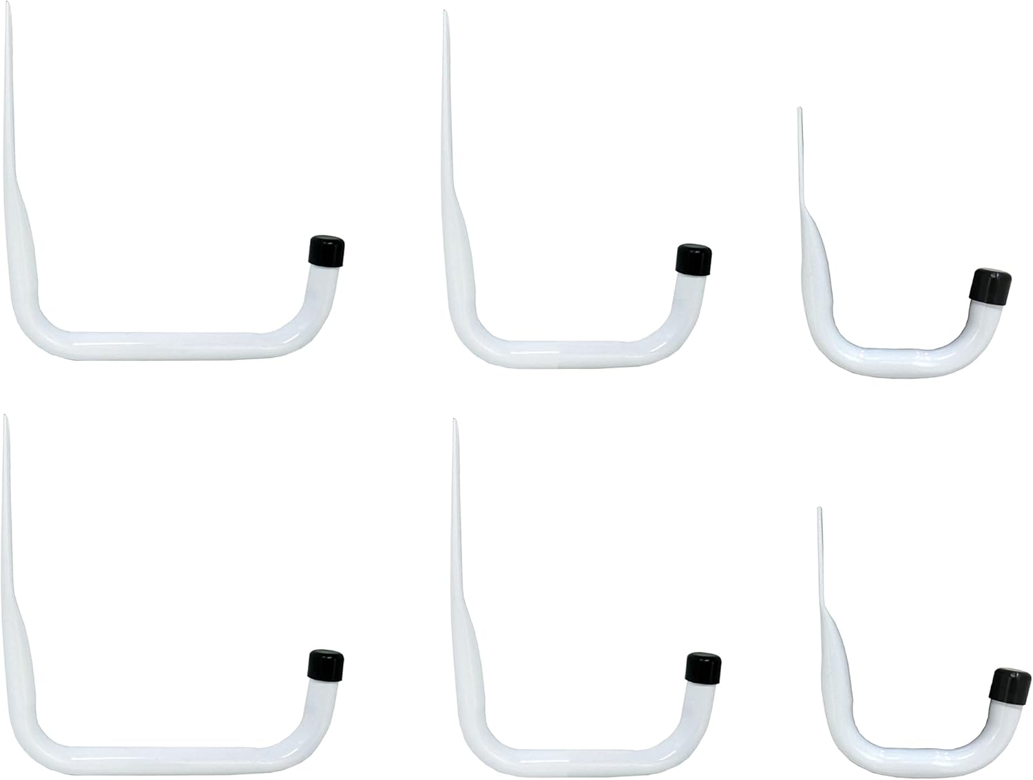 6 Pack of White Heavy Duty Steel Garage Storage Utility Hooks in 3 Sizes by Shepherd Hardware - Model 8096E