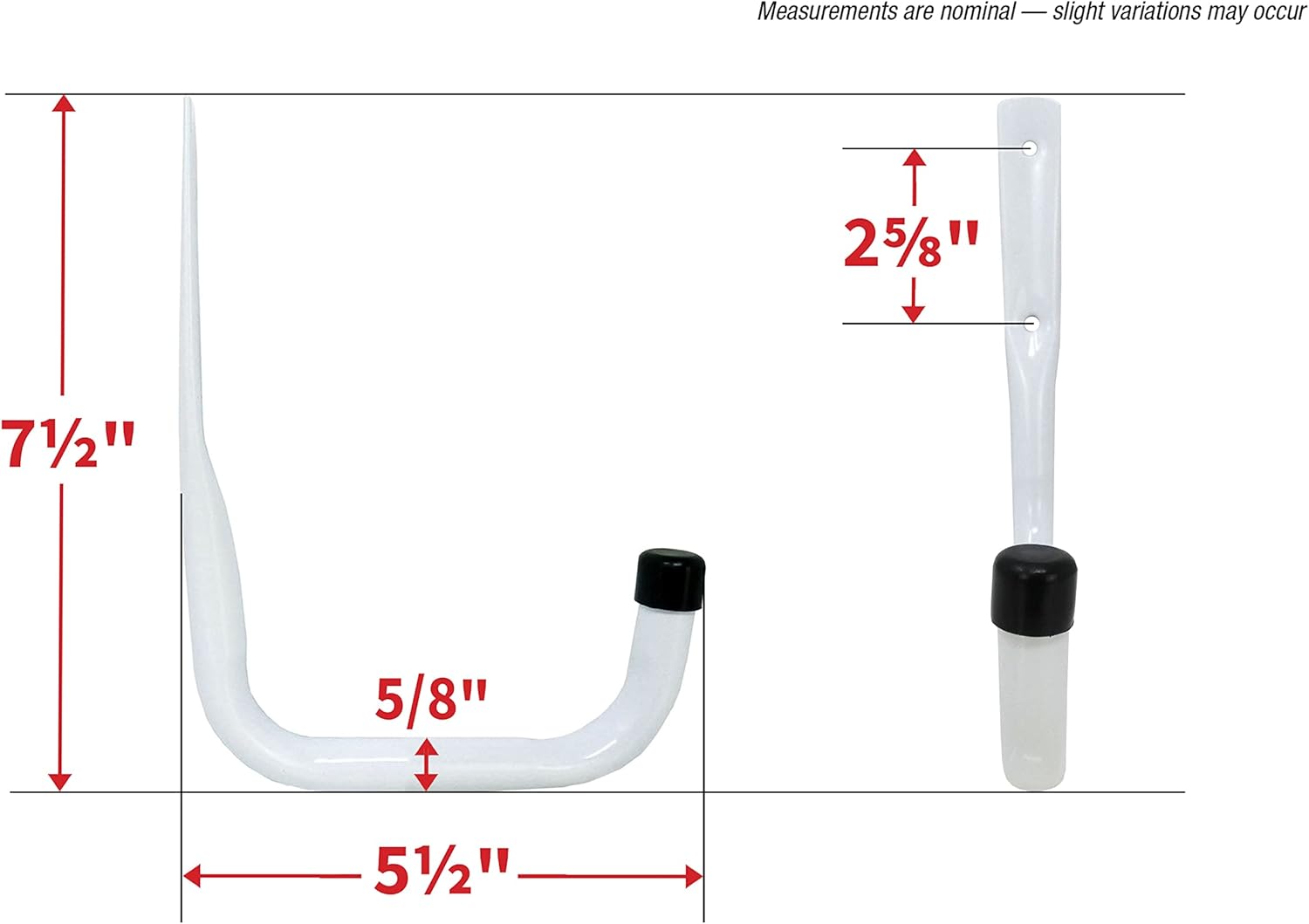 6 Pack of White Heavy Duty Steel Garage Storage Utility Hooks in 3 Sizes by Shepherd Hardware - Model 8096E