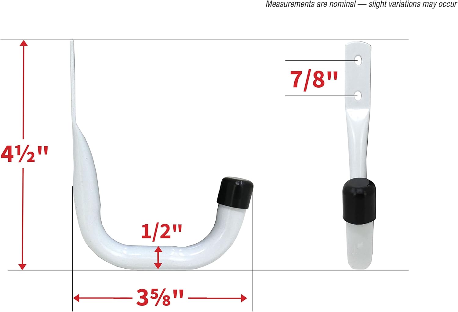 6 Pack of White Heavy Duty Steel Garage Storage Utility Hooks in 3 Sizes by Shepherd Hardware - Model 8096E