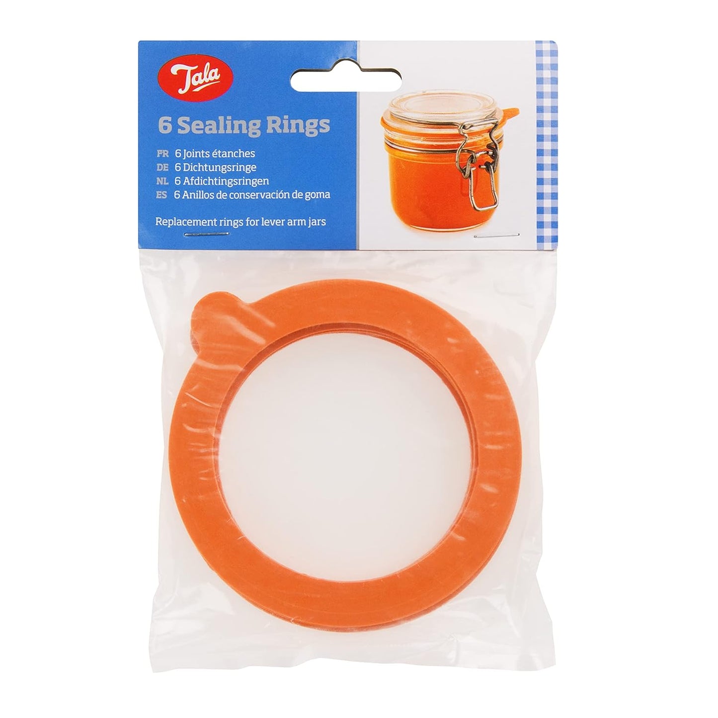 6-Pack Orange Sealing Rings for Tala Preserving Jars