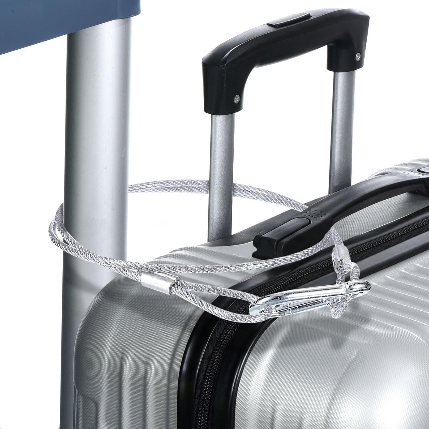 6-Pack PATIKIL 23.6" Stainless Steel Safety Cables - 2.5mm Flexible Wire Rope Locks with Double Loops and Hooks for Stage Lighting and Luggage Security, Silver