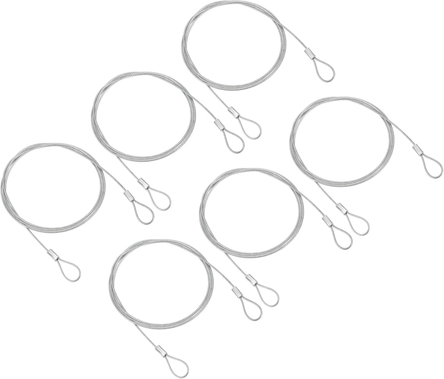 6 Pack PATIKIL 3.3Ft Stainless Steel Safety Cable Locks with Double Loop - 1.5mm Dia Security Wire Rope for Stage Lighting and Luggage