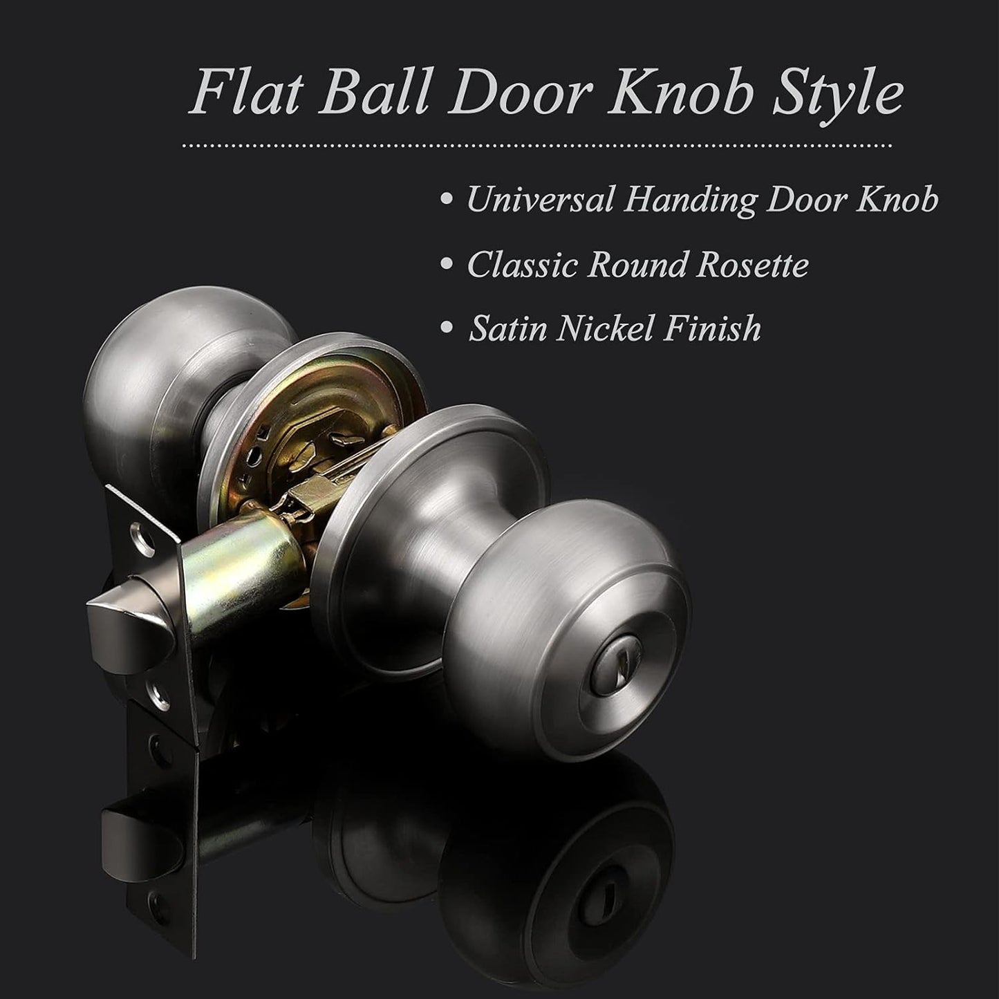 6 Pack Probrico Privacy Interior Door Knobs Keyless Bed and Bath Handles with Satin Nickel Locksets