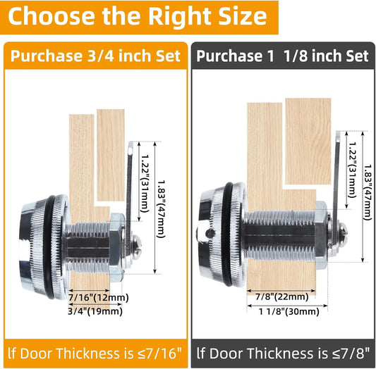 6 Pack RealPlus Combination Cam Locks - 3/4" Cylinder Coded Cabinet Locks in Bright Chrome - Metal Security Password Locks for Drawers and Cabinets