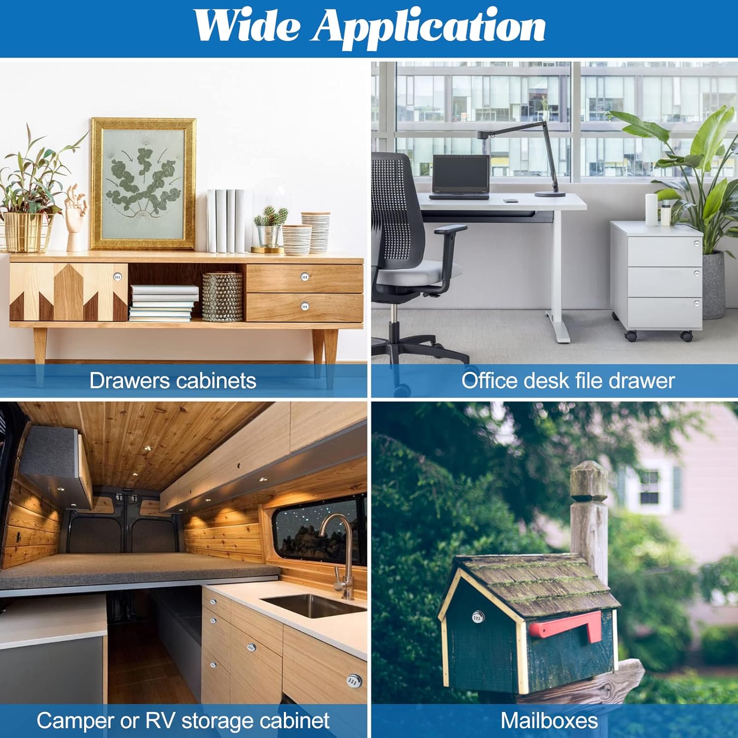 6 Pack RealPlus Combination Cam Locks - 3/4" Cylinder Coded Cabinet Locks in Bright Chrome - Metal Security Password Locks for Drawers and Cabinets