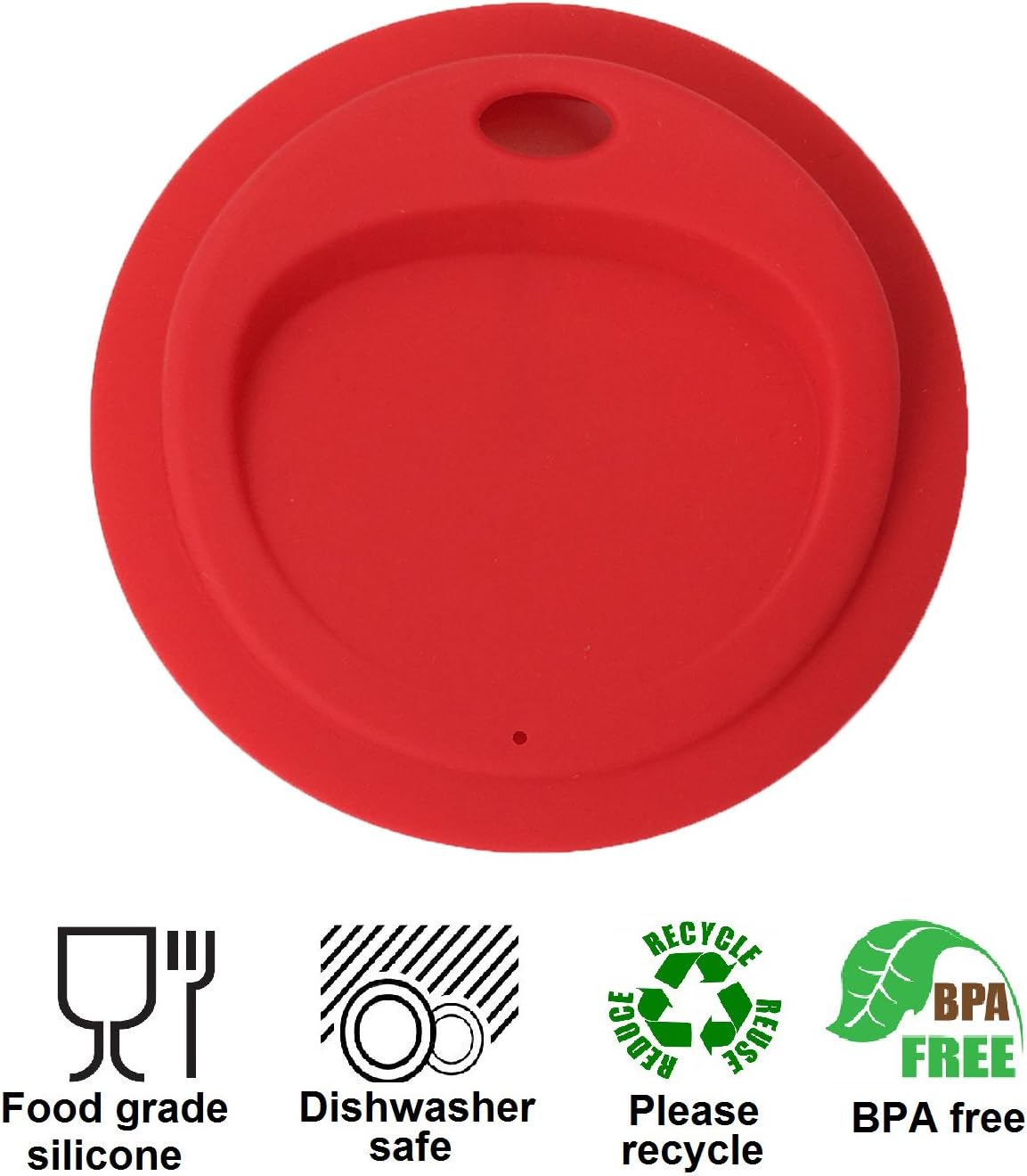 6-Pack Reusable Silicone Oval Straw Hole Lid for Mason Jars - Wide Mouth, BPA Free, Food Grade - Candy Red