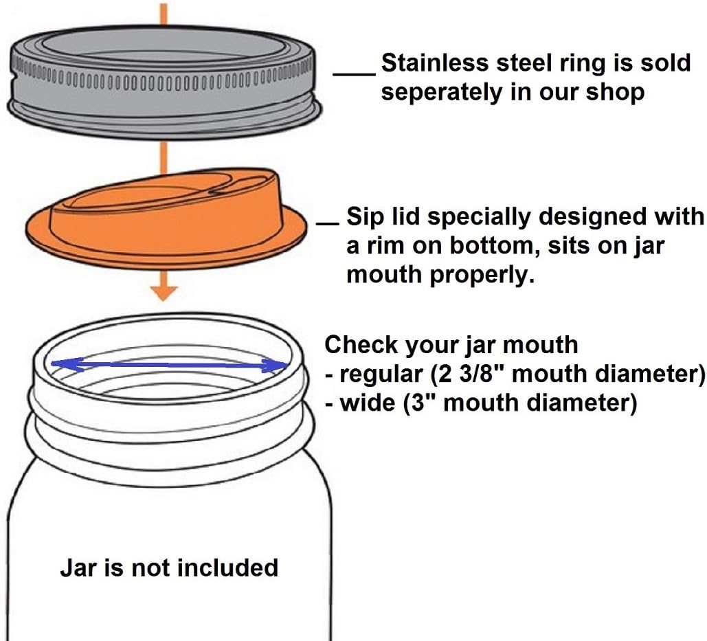 6-Pack Reusable Silicone Oval Straw Hole Lid for Mason Jars - Wide Mouth, BPA Free, Food Grade - Candy Red