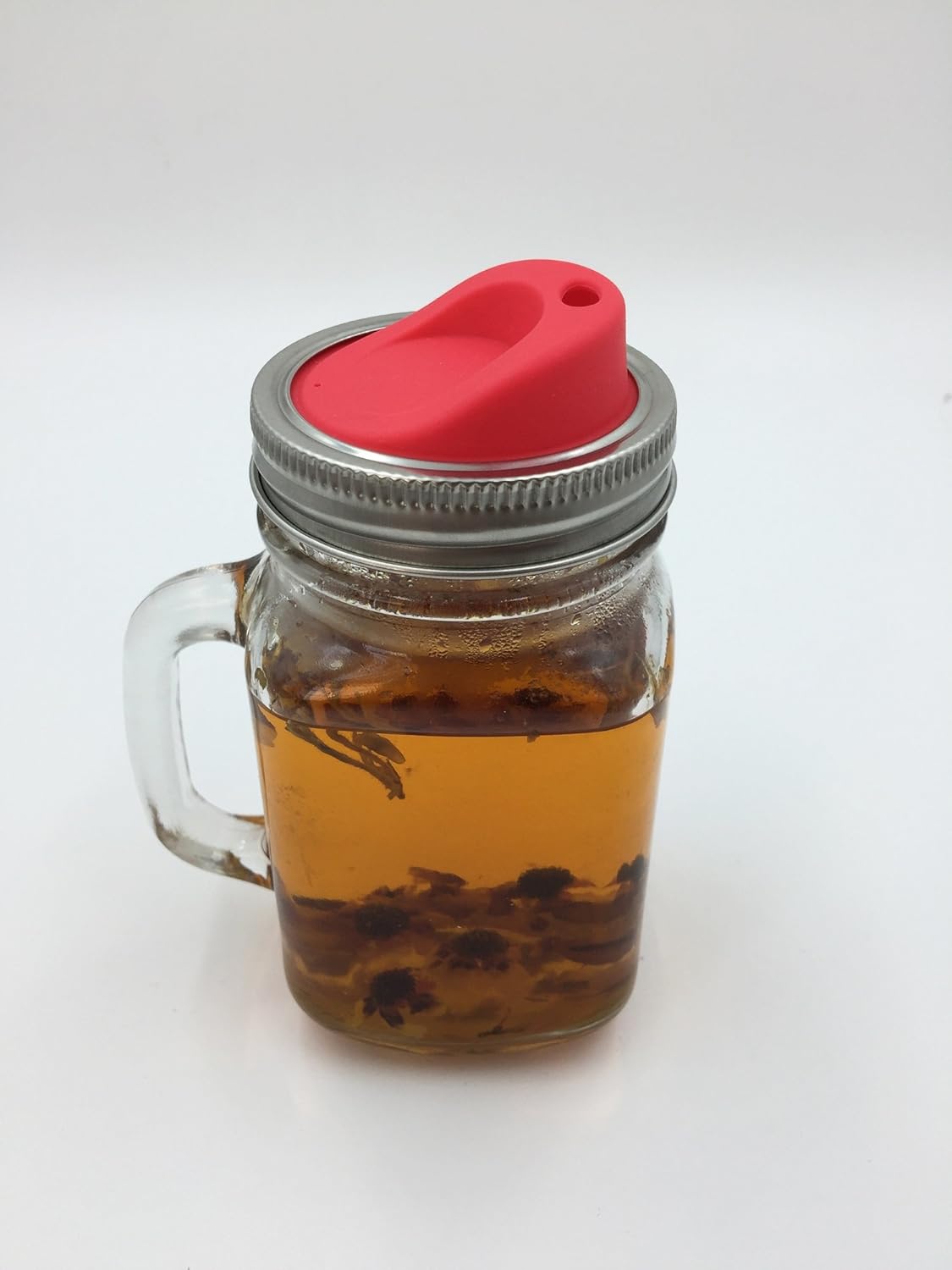 6-Pack Reusable Silicone Oval Straw Hole Lid for Mason Jars - Wide Mouth, BPA Free, Food Grade - Candy Red