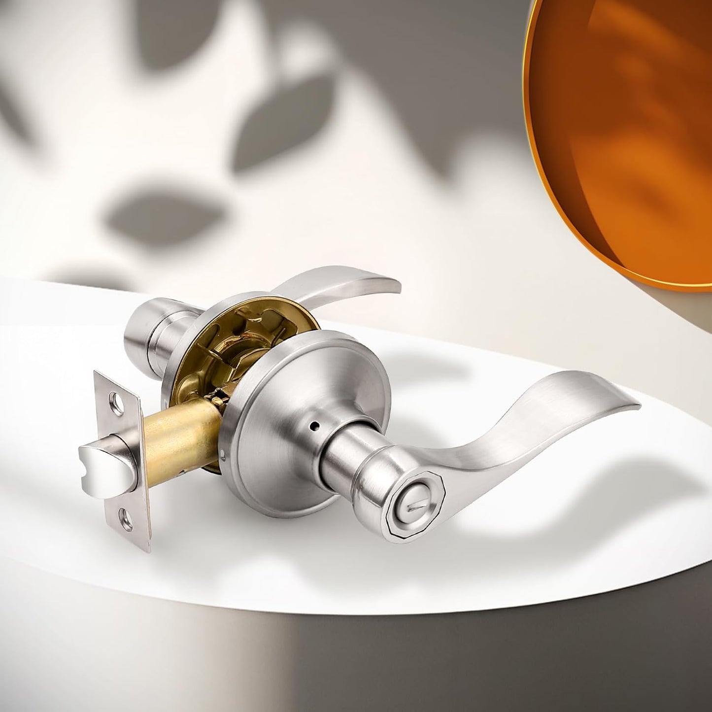 6-Pack Satin Nickel Privacy Door Levers Wave Style Handles - Keyless Lock Bed Bath Door Lockset by Probrico