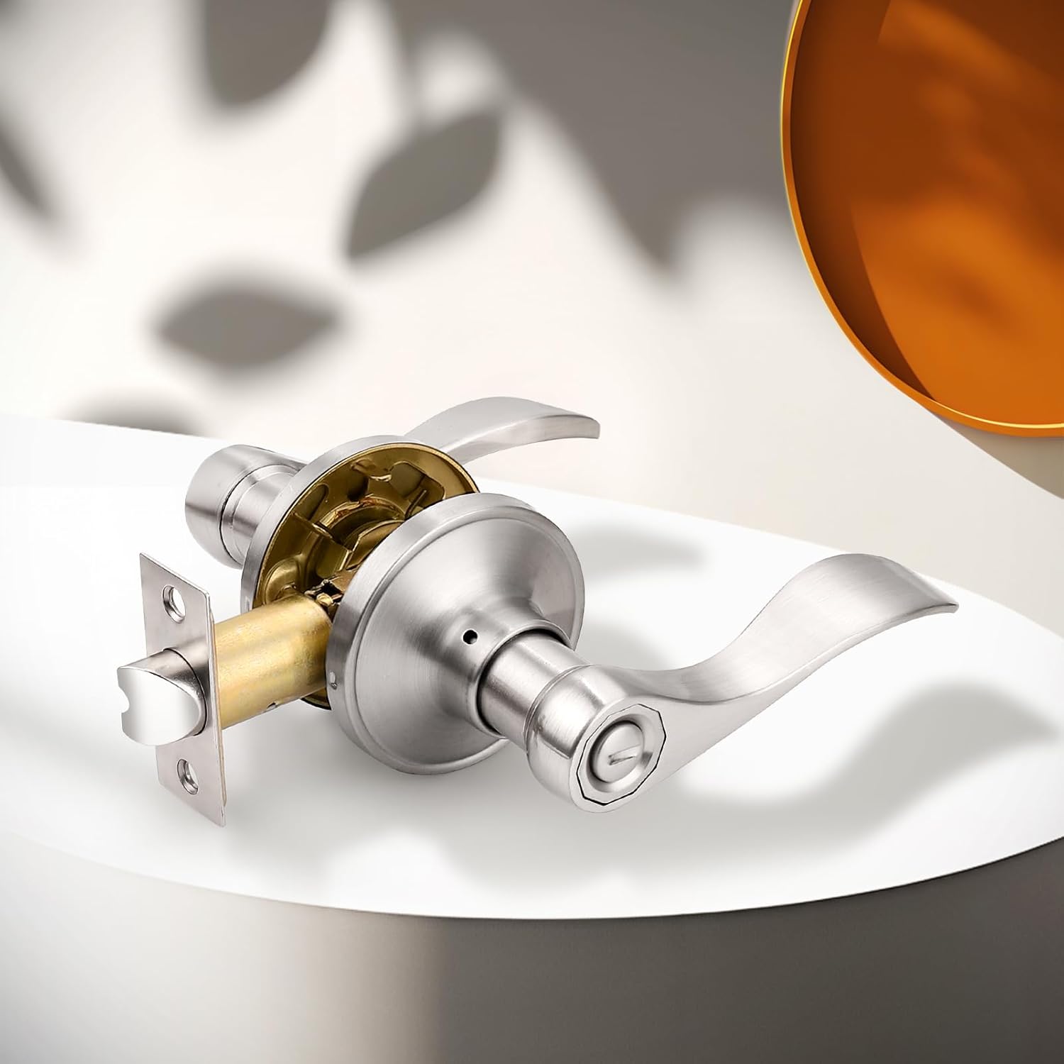 6-Pack Satin Nickel Privacy Door Levers Wave Style Handles - Keyless Lock Bed Bath Door Lockset by Probrico