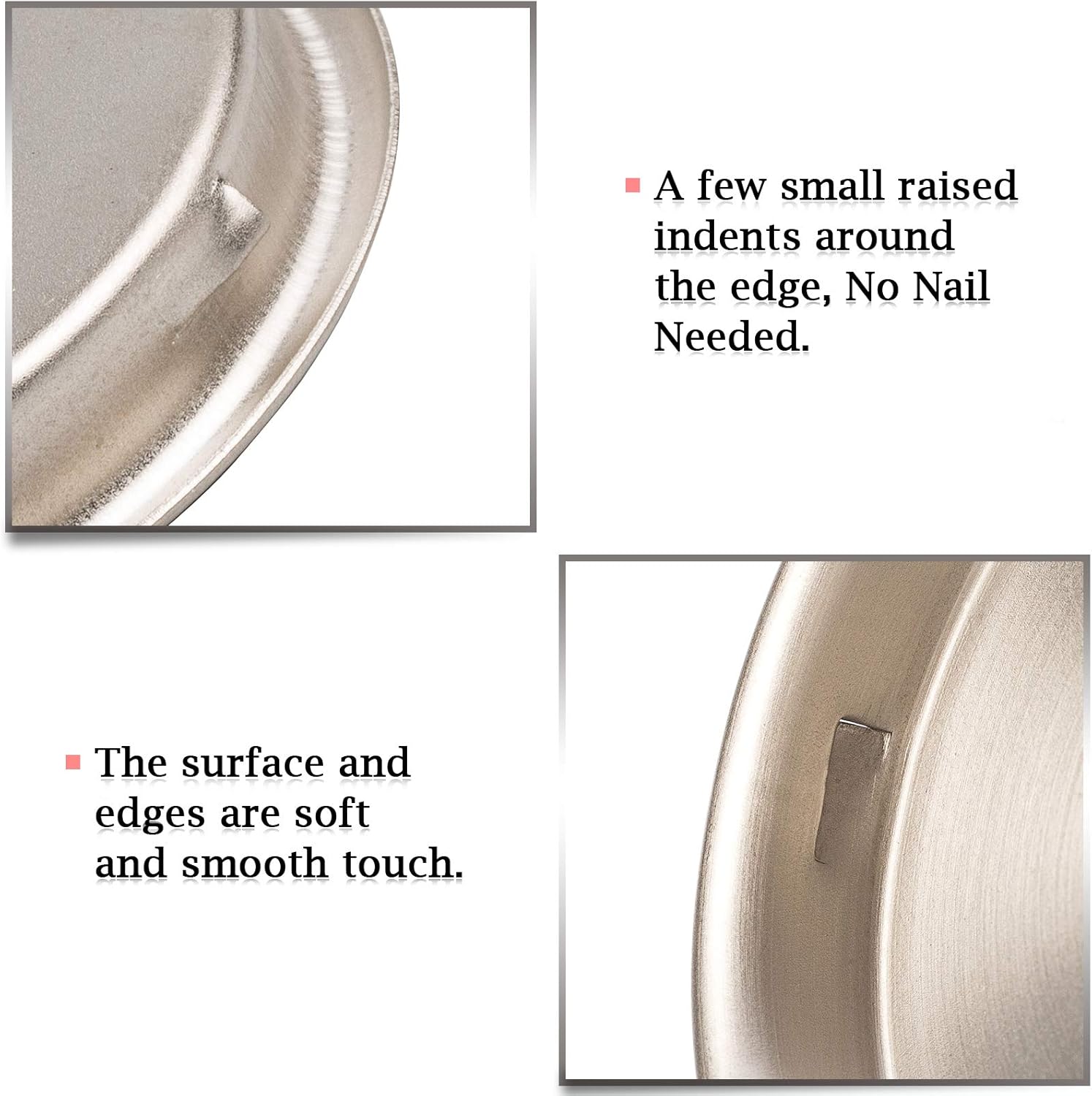 6 Pack Satin Nickel Round Insert Bypass Closet Door Handle Finger Pulls - 2-1/8", Easy Snap-in Installation