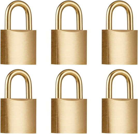 6-Pack Set of Small Brass Luggage Locks with Keys, 3/4-Inch Body Width Mini Padlocks, Same Key for All Locks - WildKart