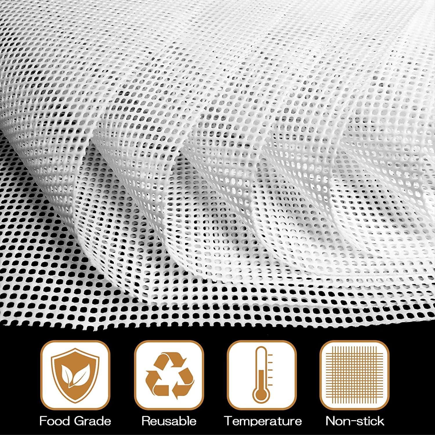 6 Pack Silicone Dehydrator Sheets - Dostk Premium Non Stick Mats for Fruit Dryer Mesh - Reusable Dehydrator Tray Liner (14 x 14 inch)