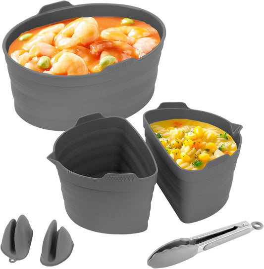 6-pack Silicone Slow Cooker Liners for 6-7 Quart Oval Pots - Reusable, Foldable, Leakproof, Dishwasher Safe - Pot Divider Inserts