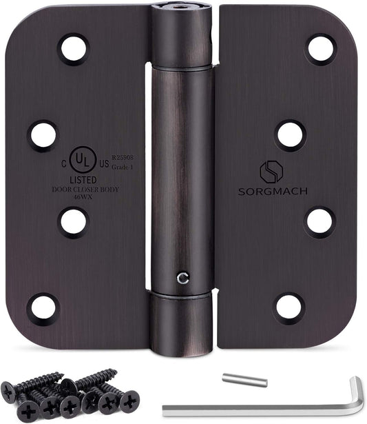 6 Pack SORGMACH 4" Self Closing Hinge Oil Rubbed Bronze - Adjustable Auto Close Door Closer Hinge Auto Self-Closing UL Listed