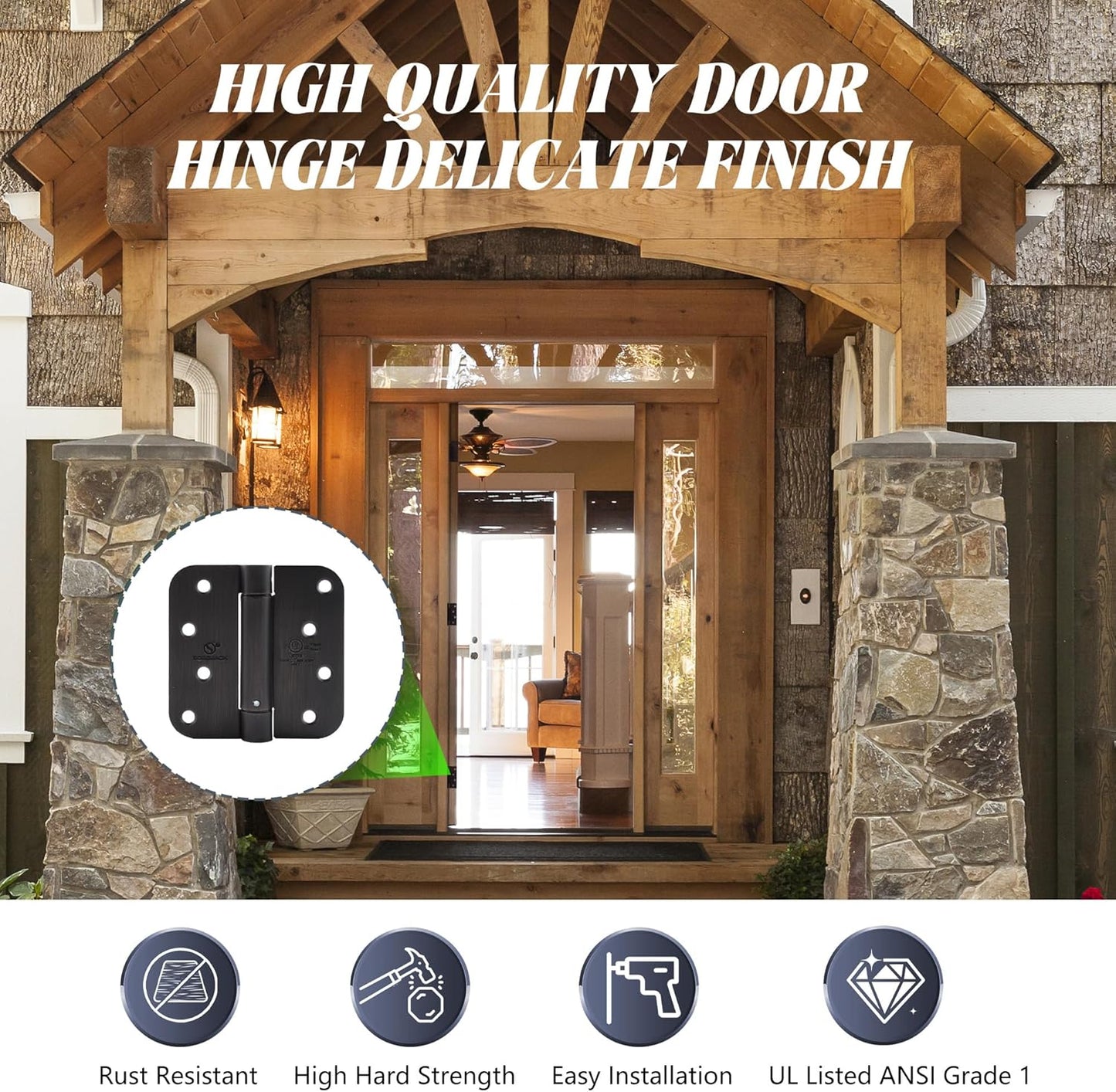 6 Pack SORGMACH 4" Self Closing Hinge Oil Rubbed Bronze - Adjustable Auto Close Door Closer Hinge Auto Self-Closing UL Listed