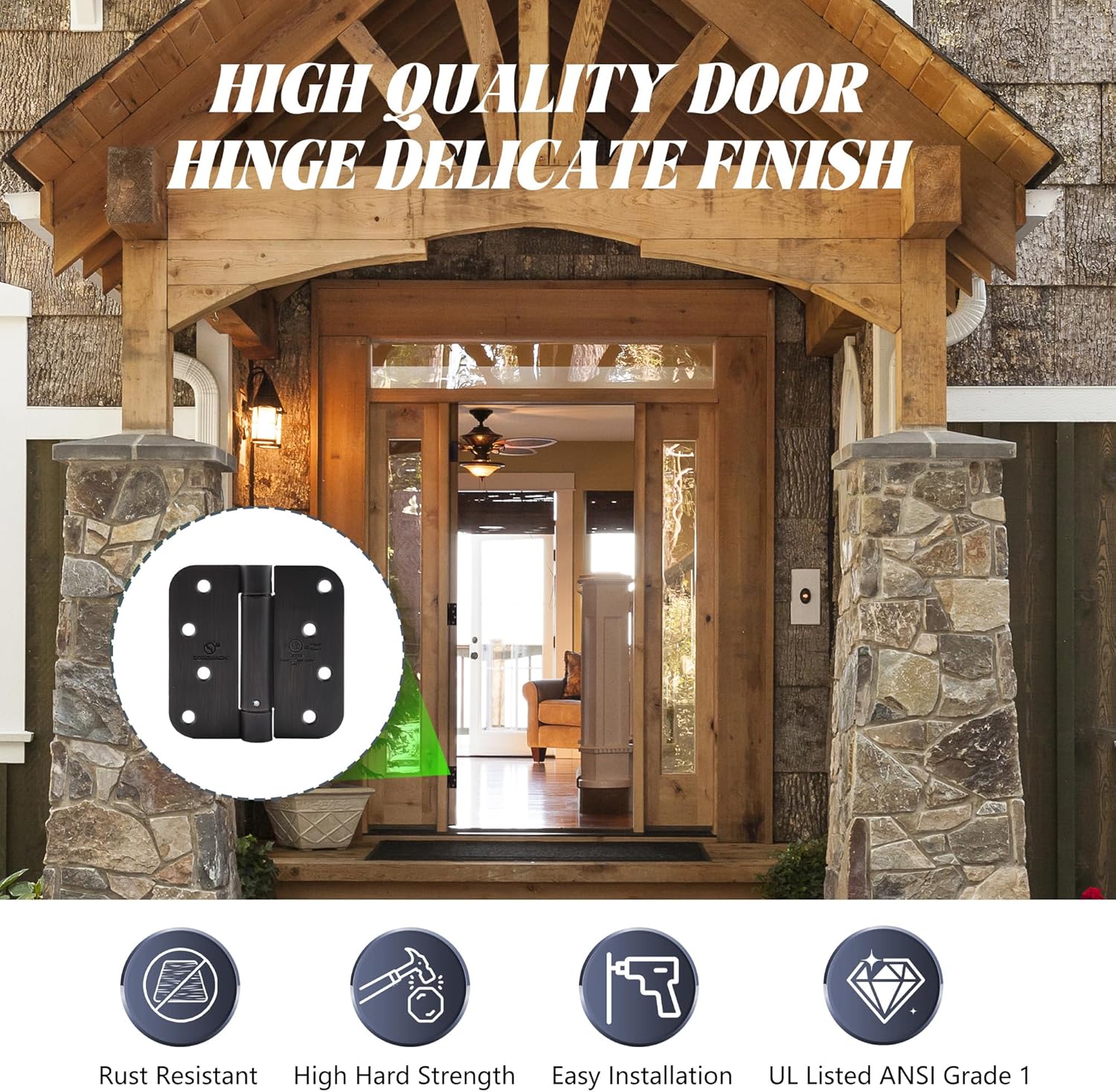 6 Pack SORGMACH 4" Self Closing Hinge Oil Rubbed Bronze - Adjustable Auto Close Door Closer Hinge Auto Self-Closing UL Listed