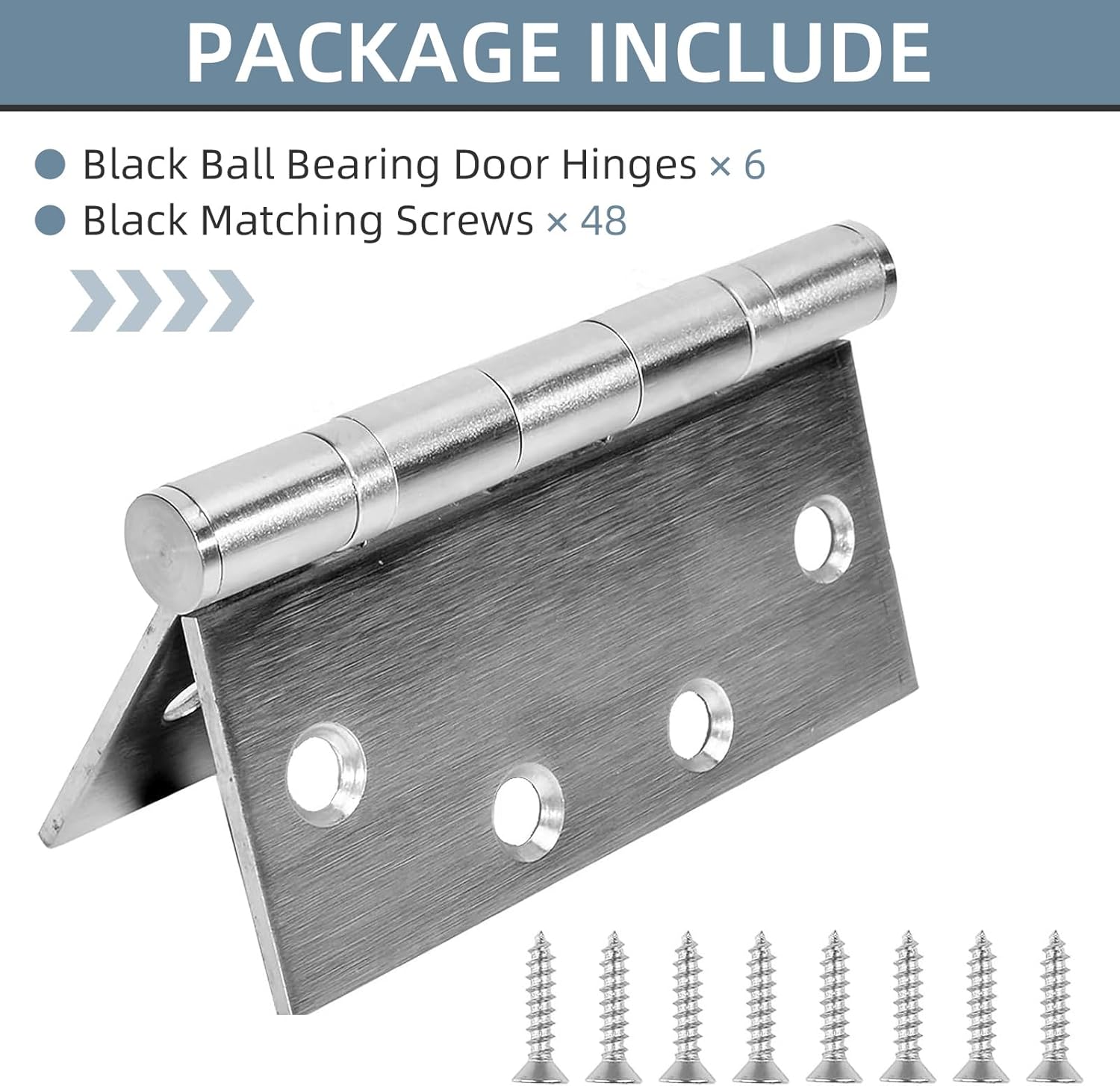 6 Pack Stainless Steel 4'' Door Hinges, Heavy-Duty Ball Bearing with Square Corners for Exterior & Interior Doors